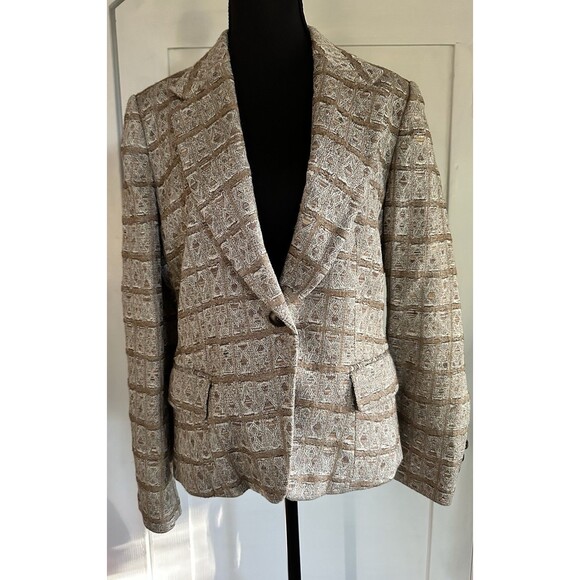 Jones New York Women’s Single Breasted Gold Brown Blazer Jacket W/Pockets Sz 10 - Picture 1 of 7